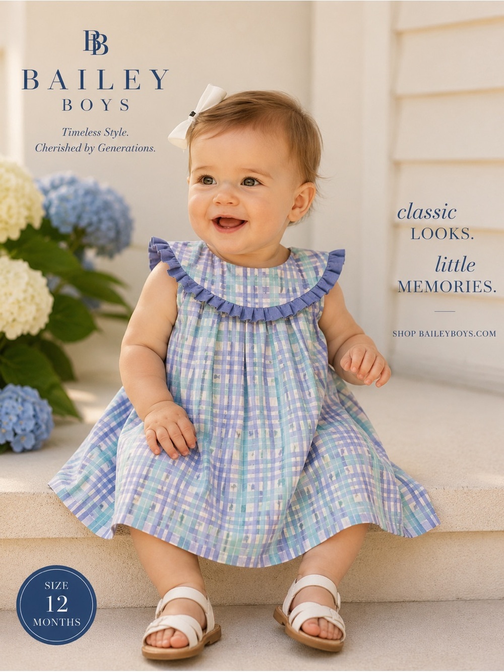 Bailey Boys Pastel Plaid Ruffle Collar Dress - Blue/Green